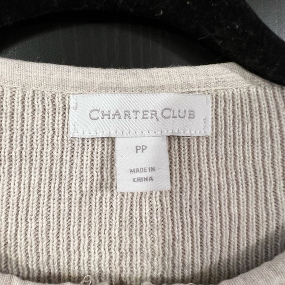 Charter Club Oatmeal Cable Knit Zip Cardigan Sweater - Size S / Petite PP - Picture 3 of 6